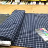 Navy Blue and White Windowpane Plaid Fabric | Shirting Weight | Apparel | Crafts | Home Decor | 60 inch Wide | By The Yard