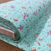 Beach Theme in Mint Green Fabric | Pre Quilted | Juvenile | Nursery  | 44 Inch Wide | 100% Cotton |  Poly Backed | Sold by the yard