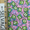 Letter Blocks in Pink | Green | Yellow | Blue | Juvenile Flannel Fabric | 44 Wide | 100% Cotton | By The Yard