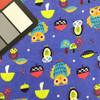 Woodland Owls  on Medium Blue | Mushrooms | Acorns | Juvenile  Novelty Flannel Fabric | 44 Wide | 100% Cotton | By The Yard
