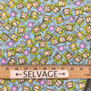 Letter Blocks in Turquoise | Green | Yellow | Purple |  Juvenile Flannel Fabric | 44 Wide | 100% Cotton | By The Yard