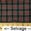 Black/Red/Green Tartan Plaid Woven Fabric | Shirting Weight | 70/30 Cotton/ Poly Blend |  Clothing and Apparel | 60 inch  Wide | By THe Yard