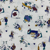 White And blue Don't Catch A Bug Novelty Woven Print  Scrub Fabric | Multicolor on White | Easy Care Scrub Weight | Poly Cotton Blend | 60 inch Wide | By The Yard