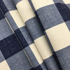 Large Buffalo Check Fabric in Blue and White | Upholstery / Drapery | Medium Weight | 54" Wide | By the Yard | Mara in Blue