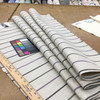 Striped Fabric in Off-White / Purple / Brown / Black  | Upholstery / Slipcovers / Drapery | 54" Wide | By the Yard | Ellinton in Gray