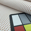 Dash Design Indoor / Outdoor Fabric | White and Orange | Water-friendly | Upholstery / Curtains | Sunbrella-Like | 54 Wide | By the Yard