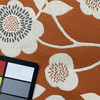 Mod Floral Jacquard Fabric | Orange / Grey / Off White | Upholstery | 54" Wide | By the Yard