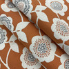 Mod Floral Jacquard Fabric | Orange / Grey / Off White | Upholstery | 54" Wide | By the Yard