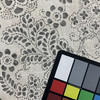 Stenciled Floral Home Decor Fabric | Grey and Off-White | Curtains / Light Upholstery | Linen / Rayon | 54" Wide | By the Yard | PKL Studio "Katazome Garden" in Cinder