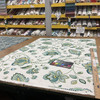 Floral Home Decor Fabric | Green / Blue / Off-White | Curtains / Light Upholstery | Linen / Rayon | 54" Wide | By the Yard | Kaufmann "Floret" in Spa