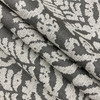 Scroll Damask Fabric | Off White / Grey / Charcoal | Upholstery | 54" Wide | By the Yard
