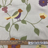 Floral with Bird Embroidered Fabric | Off White / Green / Pink / Yellow / Purple | Upholstery / Drapery | 54" Wide | By the Yard