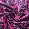 Flocked Damask Taffetta Fuchsia/Black | Very Lightweight Taffeta Fabric | Home Decor Fabric | 58" Wide