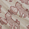 Chinois Foo Dog Embroidered Linen Carmine | Medium Weight Linen Fabric | Home Decor Fabric | 54" Wide
