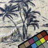 Bella Dura Home Performance Palm Tree & Seas The Day Navy | Heavyweight Outdoor, Jacquard Fabric | Home Decor Fabric | 54" Wide