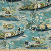 Bangkok Digital Linen Floating Market Toile Lagoon | Medium Weight Linen Fabric | Home Decor Fabric | 56" Wide