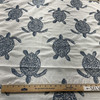 Claridge Home Turtle Tango Embroidered Woven Blue | Medium Weight Basketweave Fabric | Home Decor Fabric | 54" Wide