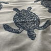 Claridge Home Turtle Tango Embroidered Woven Blue | Medium Weight Basketweave Fabric | Home Decor Fabric | 54" Wide