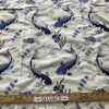 Claridge Home Koi Embroidered Basketweave Navy | Medium/Heavyweight Basketweave Fabric | Home Decor Fabric | 54" Wide