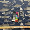 Performatex Fish Market Embroidered Outdoor Canvas Navy Grey | Home Decor Fabric | 54" Wide
