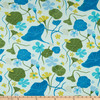 Elana Gabrielle Nasturtiums Basketweave Blueberry | Lotus Leaves in Blue Green and Yellow | Medium/Heavyweight Basketweave Fabric | Home Decor Fabric | 54" Wide