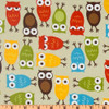 Kaufman Urban Zoologie Slicker Laminated Cotton Owls Natural | Lightweight Laminate Fabric | Home Decor Fabric | 54" Wide