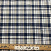 Blue Tan White Plaid Stretch Twill | 56" Wide | Lightweight Apparel