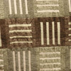 4.75 Yard Piece of Geometric Fabric In Green and Brown Stripe Squares Upholstery Fabric