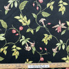 Haven in Onyx | Home Decor Fabric | Botanical Floral in Black / Green / Pink | Waverly | Medium Weight | 54" Wide | By the Yard