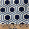 Honeycomb in Royal | Cut Velvet Home Decor Fabric | Dark Blue Velvet Hexagon with Light Blue / Off White | Waverly | Medium Weight | 54" Wide | By the Yard