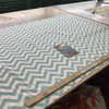Chevron in Turquoise | Home Decor Fabric | Blue and Natural Flecked Off White | Medium Weight | 54" Wide | By The Yard