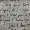 I Love You in Natural | Home Decor Fabric | Script in Beige / Grey | Kaufmann | Medium Weight | 54" Wide | By the Yard