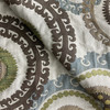 Large Scale Medallions in Earth Tones | Upholstery Fabric | Blue Green Brown Jacquard | Heavy Weight | 54" Wide | By The Yard