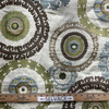 Large Scale Medallions in Earth Tones | Upholstery Fabric | Blue Green Brown Jacquard | Heavy Weight | 54" Wide | By The Yard