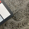 Tooled Floral in Charcoal Grey | Faux Leather Upholstery Fabric | Heavily Textured | Vinyl | Heavy Weight / Durable | 54" Wide | By the Yard