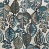 Leafster in Bristol Blue | Upholstery Fabric | Contemporary Leaves in Brown / Blue / Off White | Jacquard | Heavyweight | 54" Wide | By the Yard