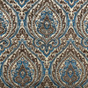 Foil in Turquoise | Upholstery Fabric | Large Scale Damask in Blue / Brown | Heavyweight | 54" Wide | By the Yard