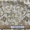 Vien-lin in Flaxen | Drapery Fabric | Embroidered Scrollwork Floral in Bronze on Beige Linen | Light-Medium Weight | 54" Wide | By the Yard