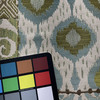 Shangri La in Agave | Upholstery Fabric | Patchwork Jacquard in Green / Blue / Off White | Heavyweight | 54" Wide | By the Yard