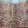 Medallions in Red | Upholstery Fabric | Large Scale Damask Red Grey Chenille | Heavy Weight | 54" Wide | By The Yard