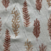 Woodlands in Adobe | Embroidered Drapery Fabric | Foliage in Coral Red | Medium Weight | 54" Wide | By The Yard