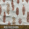 Woodlands in Adobe | Embroidered Drapery Fabric | Foliage in Coral Red | Medium Weight | 54" Wide | By The Yard