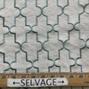 Talia in Desert View | Embroidered Drapery Fabric | Teal Natural Quatrefoil | Medium Weight | 54" Wide | By The Yard