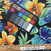 Solarium Beachcrest in Caviar | OUTDOOR Home Decor Fabric | Tropical Floral in Blue / Orange / Black | Richloom | Medium Weight | 54" Wide | By the Yard
