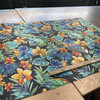 Solarium Beachcrest in Caviar | OUTDOOR Home Decor Fabric | Tropical Floral in Blue / Orange / Black | Richloom | Medium Weight | 54" Wide | By the Yard