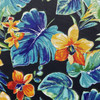 Solarium Beachcrest in Caviar | OUTDOOR Home Decor Fabric | Tropical Floral in Blue / Orange / Black | Richloom | Medium Weight | 54" Wide | By the Yard