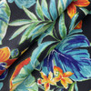 Solarium Beachcrest in Caviar | OUTDOOR Home Decor Fabric | Tropical Floral in Blue / Orange / Black | Richloom | Medium Weight | 54" Wide | By the Yard