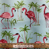 Flamingo in Aqua Sky | OUTDOOR Home Decor Fabric | Blue / Green / Pink | Berkshire Home | Medium Weight | 54" Wide | By the Yard