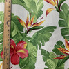 Monsoon In Ivory | OUTDOOR Home Decor Fabric | Tropical Hibiscus Floral in Green / Red / Yellow | Berkshire Home | Medium Weight | 54" Wide | By the Yard