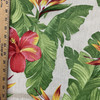 Monsoon In Ivory | OUTDOOR Home Decor Fabric | Tropical Hibiscus Floral in Green / Red / Yellow | Berkshire Home | Medium Weight | 54" Wide | By the Yard